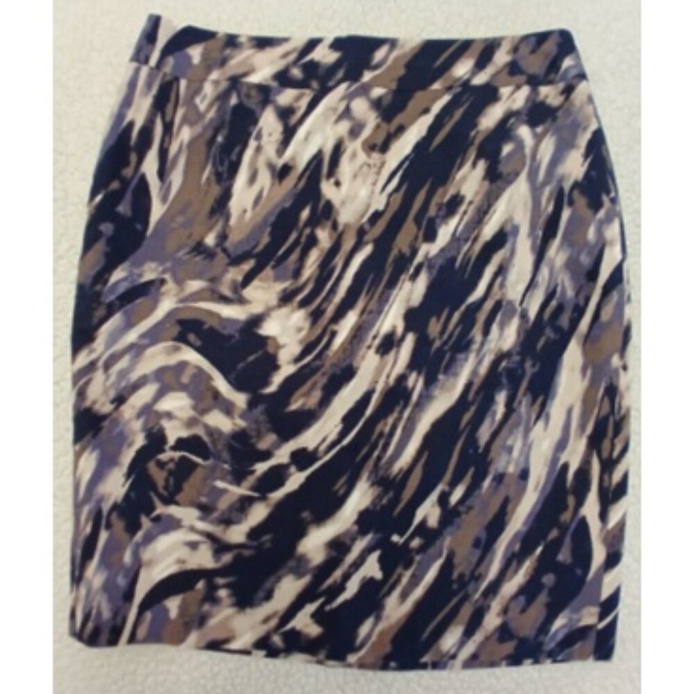 Navy Taupe Cream Multicolor Pencil Skirt - size 12